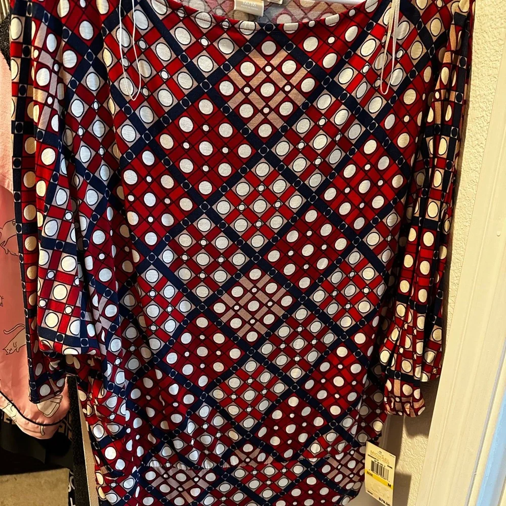 Red and Blue Geometric Pattern Dress - Picture 1 of 3
